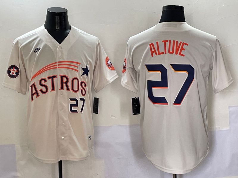 Men Houston Astros #27 Altuve Cream Five generations Joint Name 2025 Nike MLB Jersey style 5